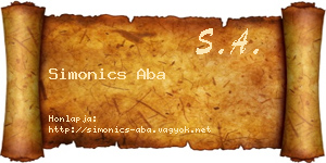 Simonics Aba névjegykártya